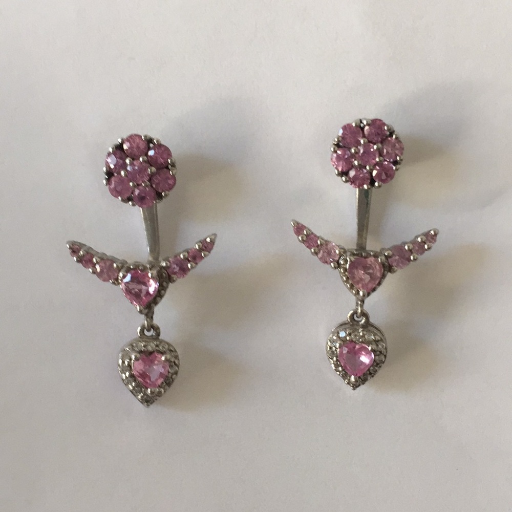 Sterling silver and pink sapphire earrings